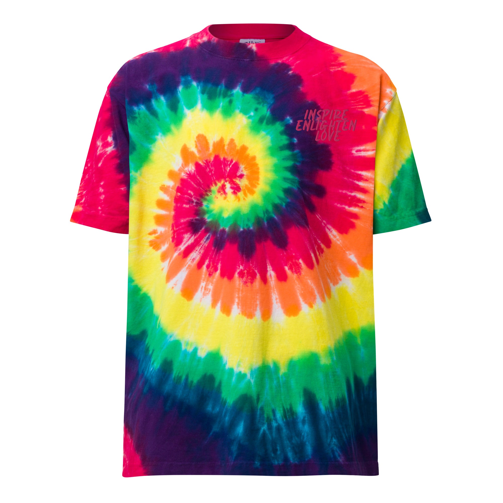 'Inspire Enlighten Love' Oversize Tie-dye T-shirt [Embroidered]