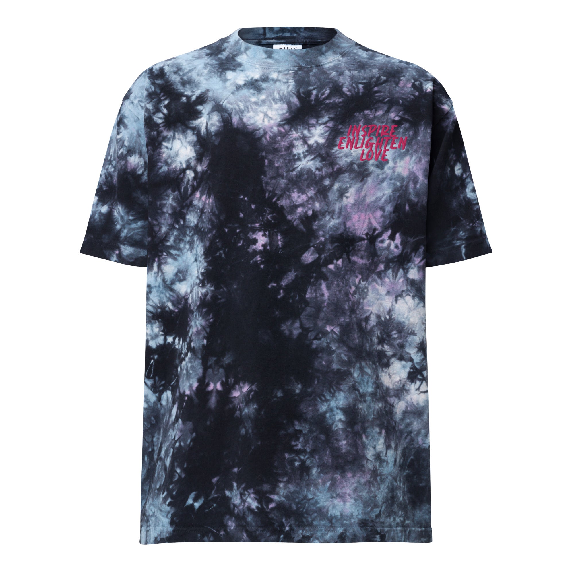 'Inspire Enlighten Love' Oversize Tie-dye T-shirt [Embroidered]